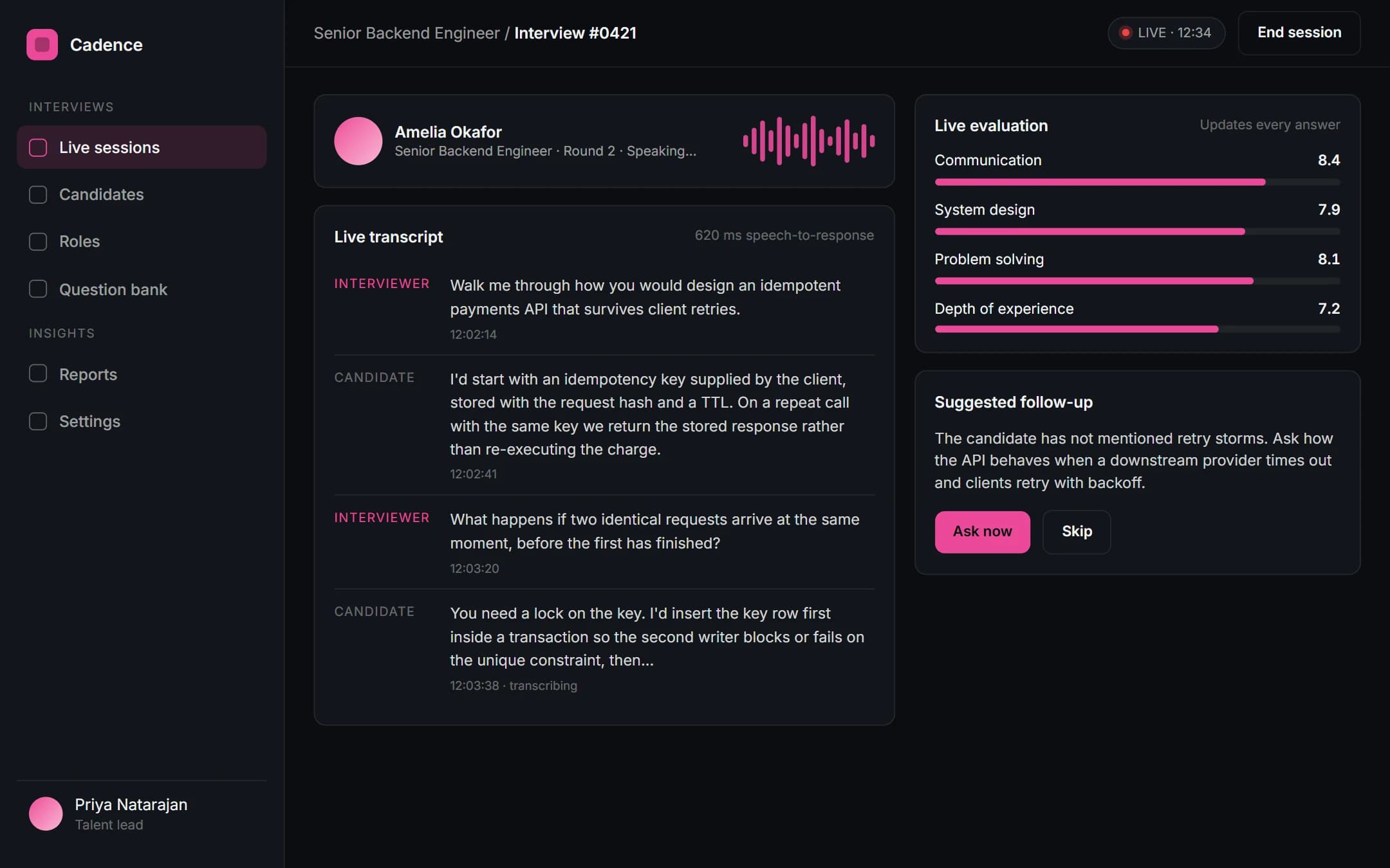 Realtime Voice Interview Assistant on a laptop