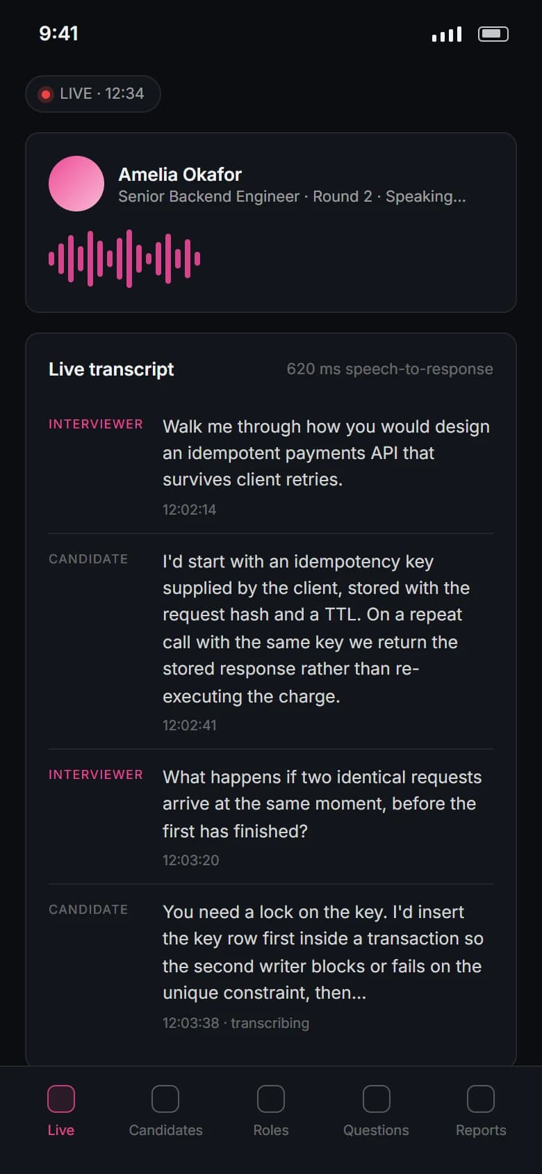 Realtime Voice Interview Assistant on a phone