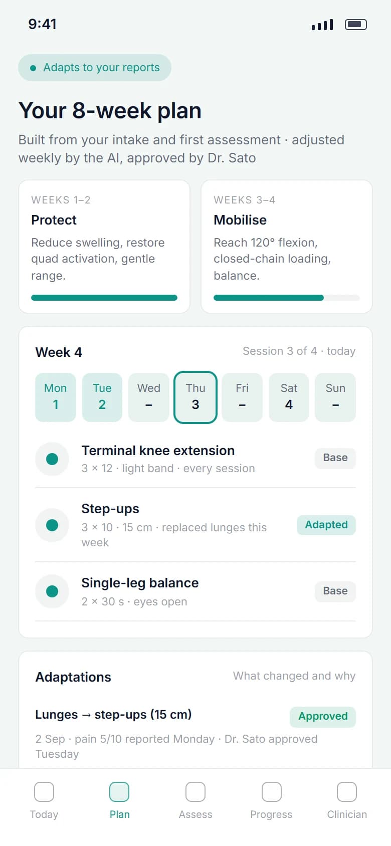 AI Physiotherapy Assistant: Eight-week plan on a phone
