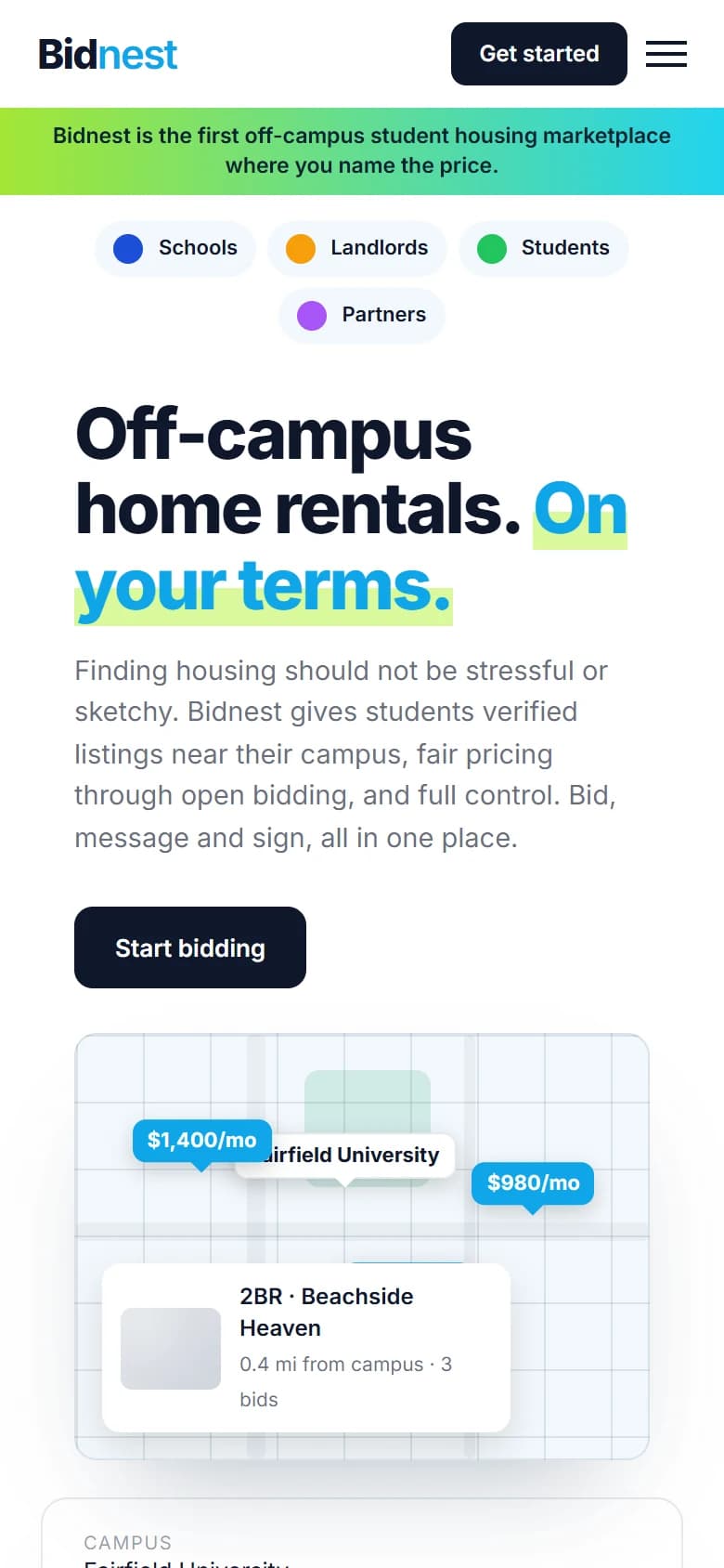 Bidnest Mobile App: Browse on a phone