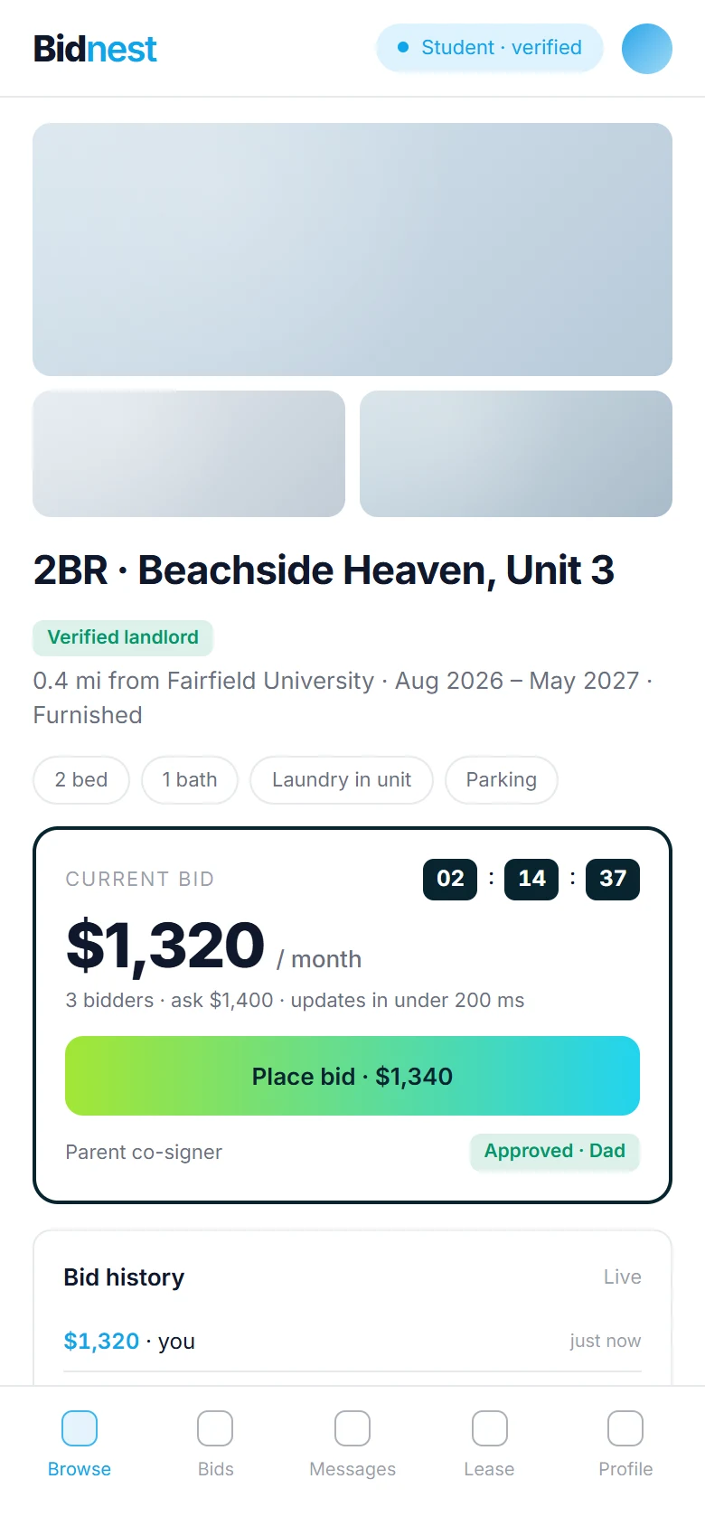 Bidnest Mobile App on a phone