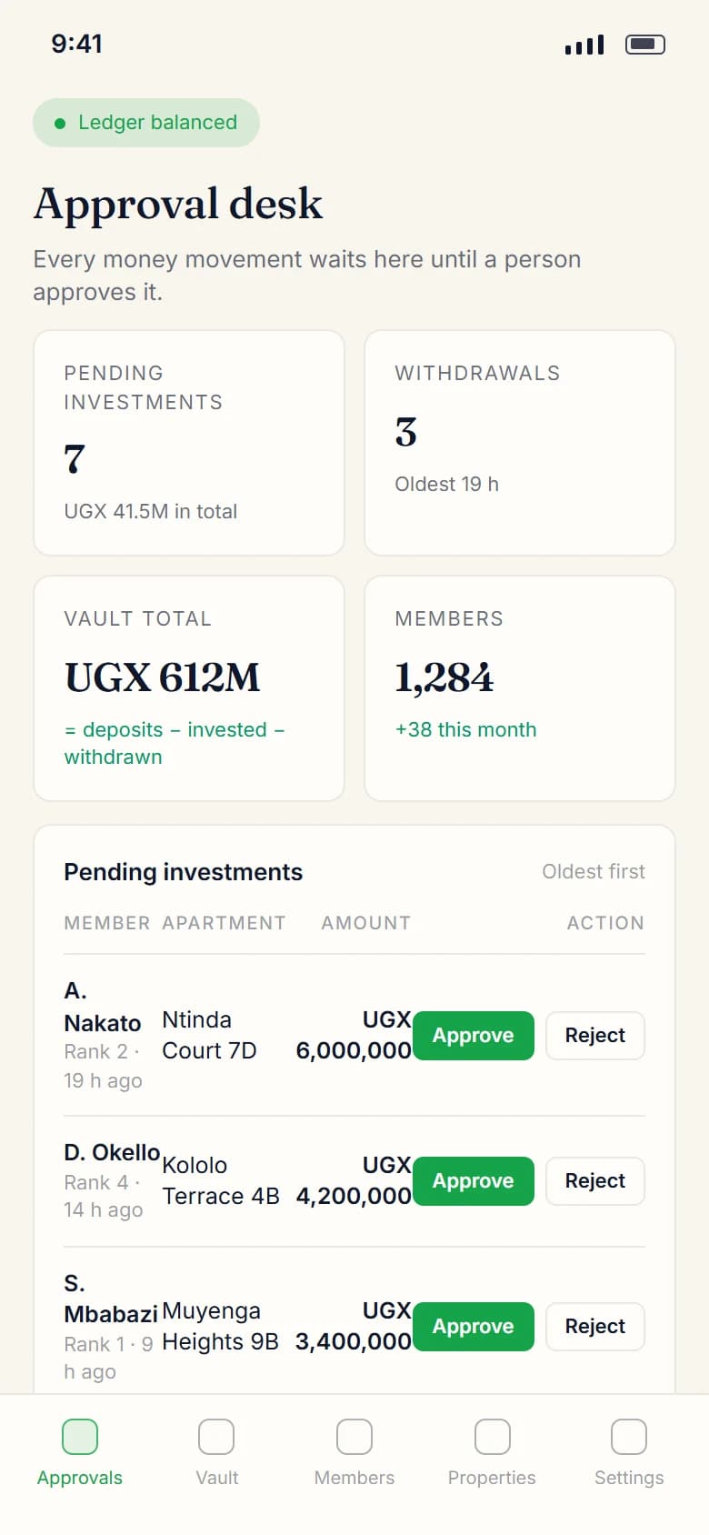 Brickfold: Approval desk on a phone
