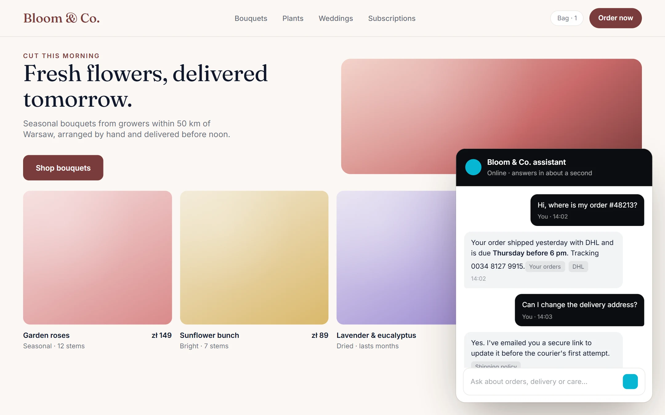 SnobBots: Shop widget on a laptop