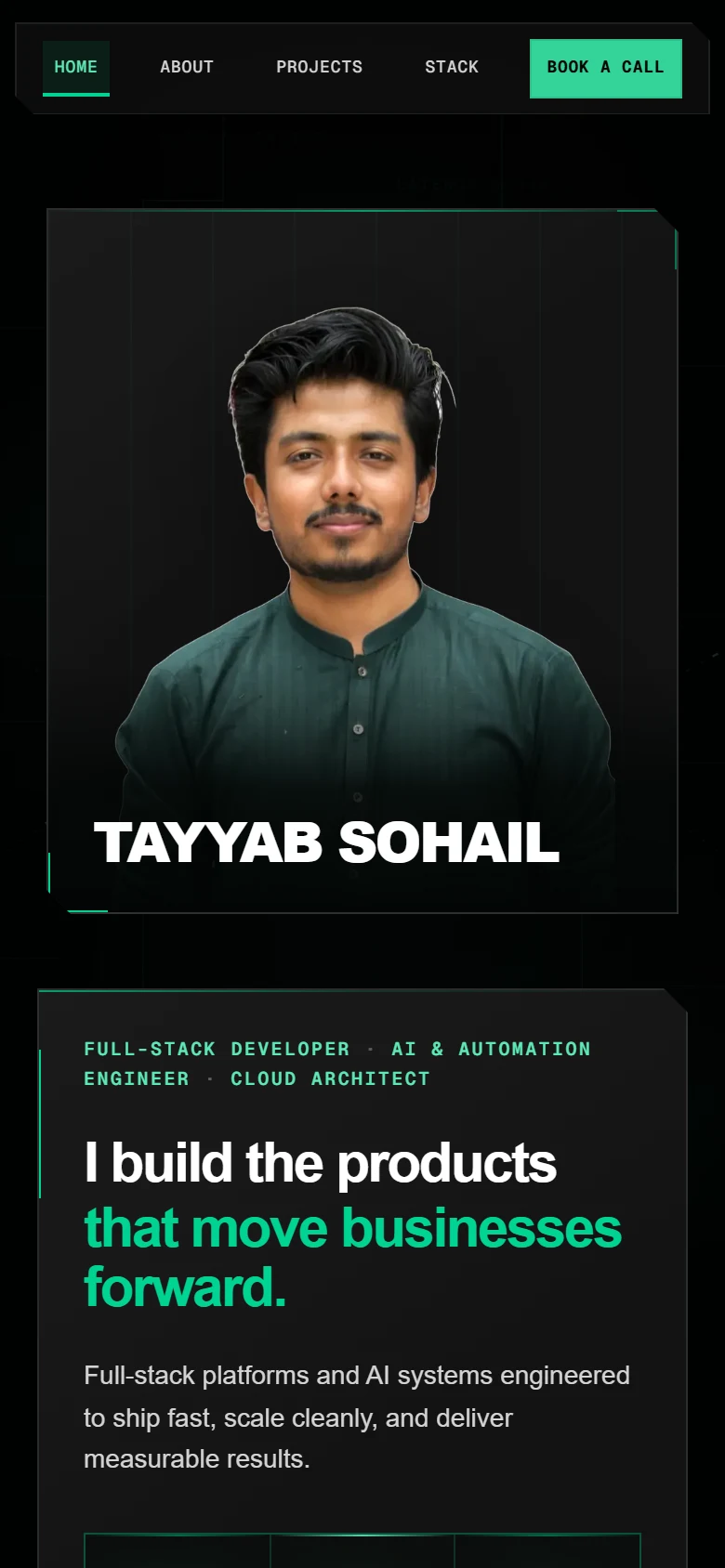 Tayyab Sohail Portfolio on a phone
