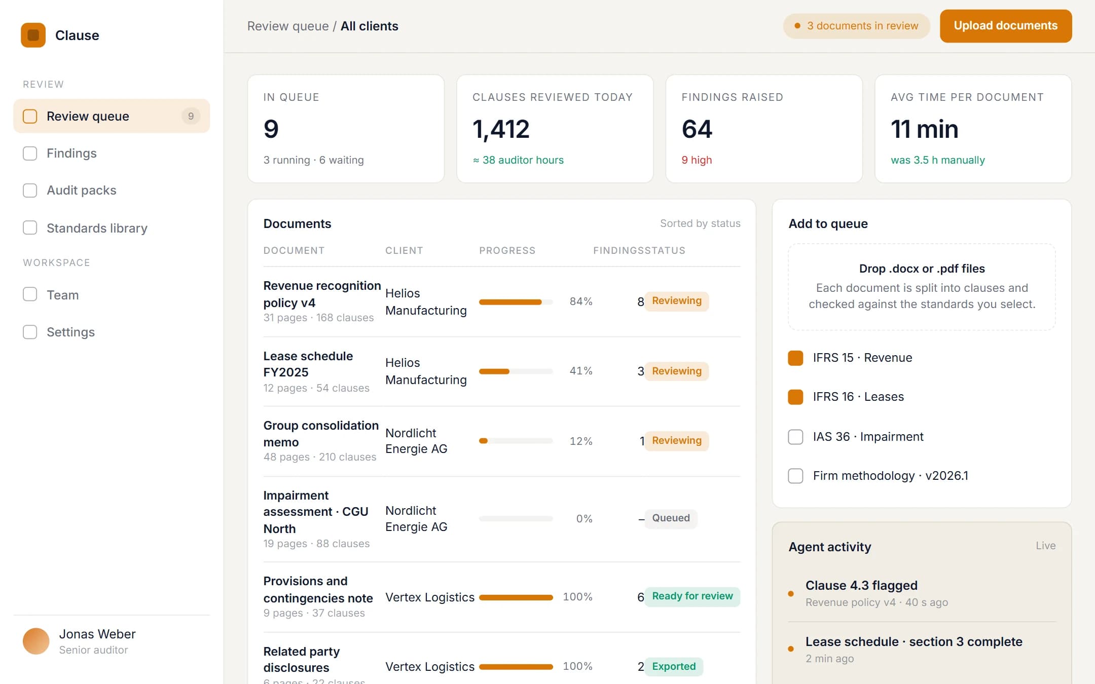 Compliance Review Agent: Review queue on a laptop